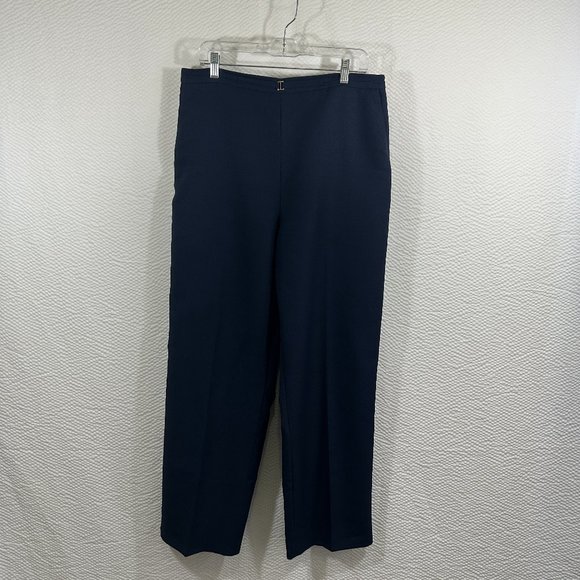Alfred Dunner Pants - Alfred Dunner pull-on straight leg pants Navy Gold Buckle embellished waist